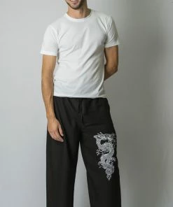 HaremPants.com Dragon Men's Thai Yoga Pants In Black