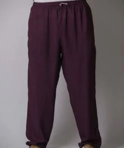 HaremPants.com Solid Color Drawstring Men's Yoga Massage Pants In Dark Purple
