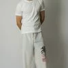 HaremPants.com Men's Drawstring Yoga Pants Chinese Writing Men's Thai Yoga Pants In White