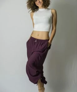 HaremPants.com Solid Color Drawstring Women's Yoga Massage Pants In Dark Purple