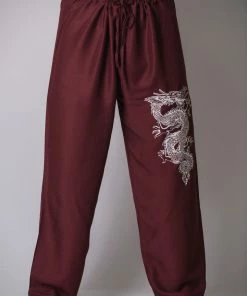 HaremPants.com The Dragon Men's Thai Yoga Pants In Burgundy