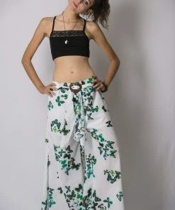HaremPants.com Women's Thai Harem Palazzo Pants In Butterflies Green