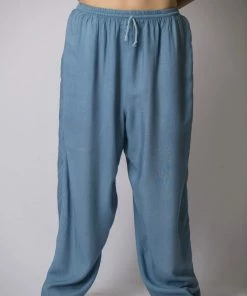 HaremPants.com Solid Color Drawstring Women's Yoga Massage Pants In Blue Gray