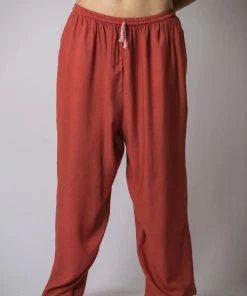 HaremPants.com Solid Color Drawstring Women's Yoga Massage Pants In Red
