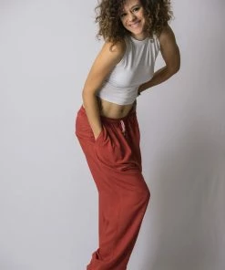HaremPants.com Solid Color Drawstring Women's Yoga Massage Pants In Red