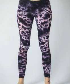 HaremPants.com Marble Tie Dye Cotton Leggings In Dark Violet Women's