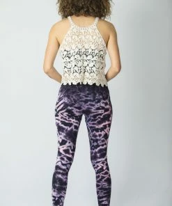 HaremPants.com Marble Tie Dye Cotton Leggings In Dark Violet Women's