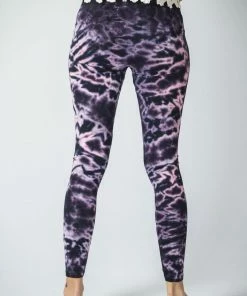 HaremPants.com Marble Tie Dye Cotton Leggings In Dark Violet Women's