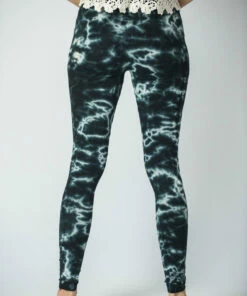 HaremPants.com Women's Marble Tie Dye Cotton Leggings In Dark Teal