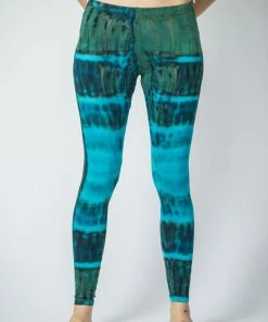 HaremPants.com Patch Dye Tie Dye Cotton Leggings In Blue