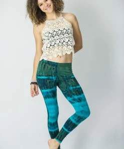 HaremPants.com Patch Dye Tie Dye Cotton Leggings In Blue