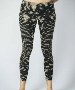 HaremPants.com Oval Swirls Tie Dye Cotton Leggings In Black