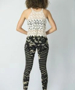 HaremPants.com Oval Swirls Tie Dye Cotton Leggings In Black
