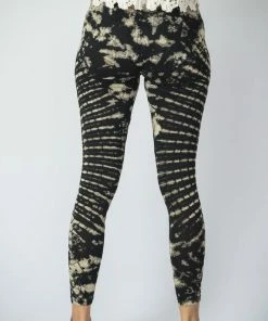 HaremPants.com Oval Swirls Tie Dye Cotton Leggings In Black
