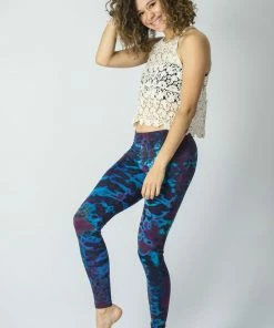 HaremPants.com Marble Tie Dye Cotton Leggings In Indigo Women's