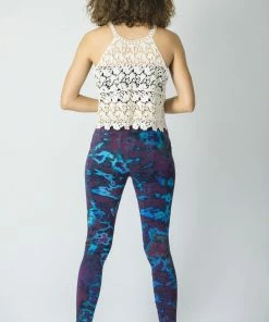 HaremPants.com Marble Tie Dye Cotton Leggings In Indigo Women's