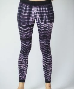 HaremPants.com Melting Stripes Tie Dye Cotton Leggings In Dark Violet Women's