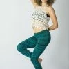 HaremPants.com Melting Stripes Tie Dye Cotton Leggings In Turquoise Women's