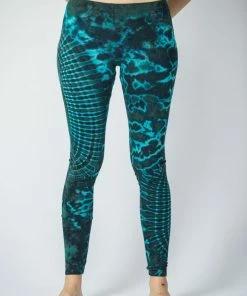 HaremPants.com Women's Oval Swirls Tie Dye Cotton Leggings In Blue