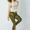 HaremPants.com Oval Swirls Tie Dye Cotton Leggings In Green Women's