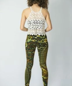 HaremPants.com Oval Swirls Tie Dye Cotton Leggings In Green Women's