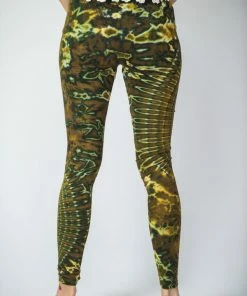 HaremPants.com Oval Swirls Tie Dye Cotton Leggings In Green Women's