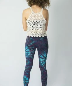 HaremPants.com Swirls Tie Dye Cotton Leggings In Indigo