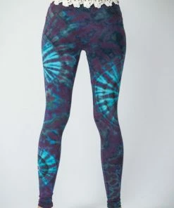 HaremPants.com Swirls Tie Dye Cotton Leggings In Indigo