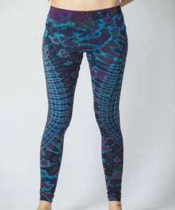 HaremPants.com Oval Swirls Tie Dye Cotton Leggings In Indigo