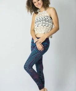 HaremPants.com Oval Swirls Tie Dye Cotton Leggings In Indigo