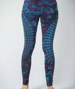 HaremPants.com Oval Swirls Tie Dye Cotton Leggings In Indigo