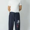 HaremPants.com Chinese Writing Men's Thai Yoga Pants In Navy