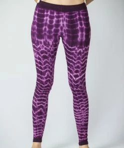 HaremPants.com Women's Melting Stripes Tie Dye Cotton Leggings In Purple