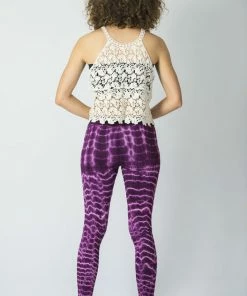 HaremPants.com Women's Melting Stripes Tie Dye Cotton Leggings In Purple