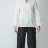 HaremPants.com Mens Yoga Shirts Collar V Neck In White