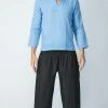 HaremPants.com Men's Mens Yoga Shirts Nehru Collared In Blue