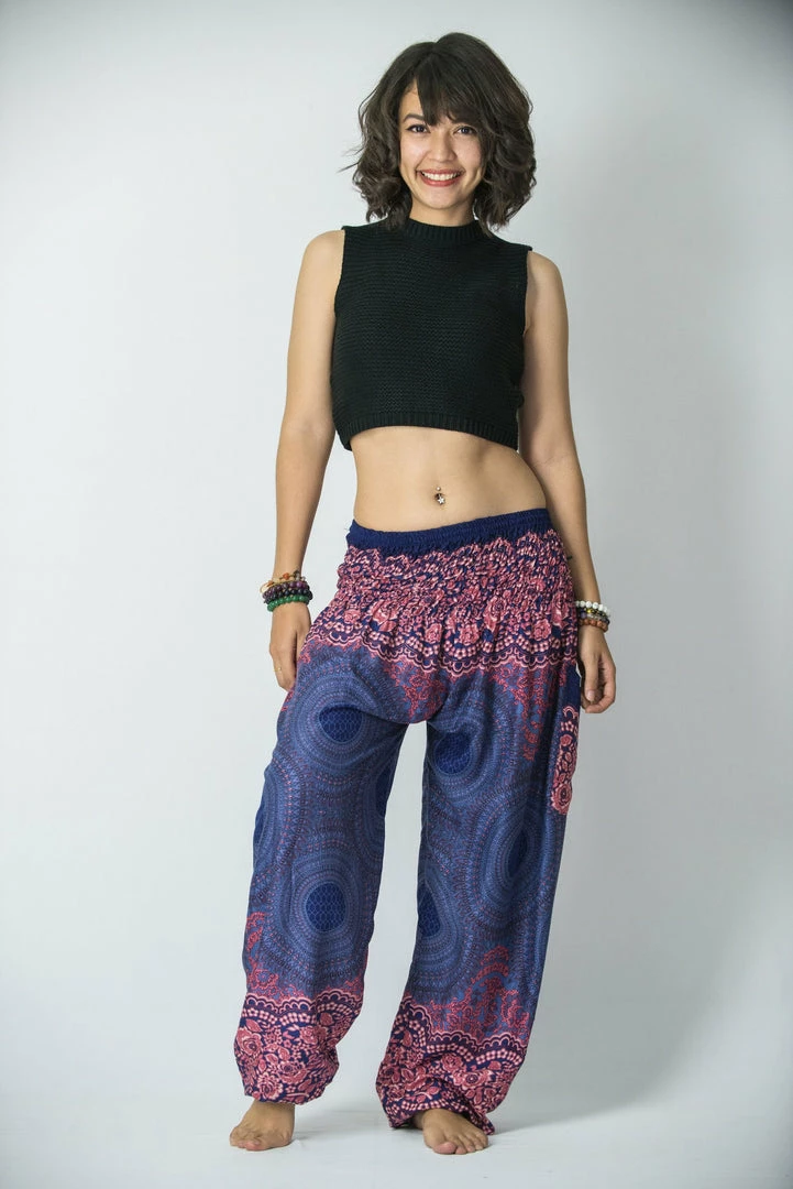 HaremPants.com Geometric Mandalas Women's Harem Pants In Blue 6 HaremPants.com Geometric Mandalas Women's Harem Pants In Blue