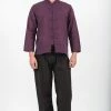 HaremPants.com Mens Yoga Shirts Chinese Collared In Purple Men's