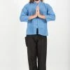 HaremPants.com Men's Mens Yoga Shirts Chinese Collared In Blue