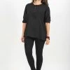 HaremPants.com Womens Yoga Shirts No Collar With Coconut Buttons In Black Women's