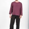 HaremPants.com Men's Mens Yoga Shirts No Collar With Coconut Buttons In Purple