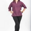 HaremPants.com Womens Yoga Shirts Collar V Neck In Purple Women's