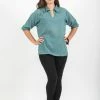 HaremPants.com Womens Yoga Shirts Collar V Neck In Aqua Women's