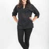 HaremPants.com Women's Womens Yoga Shirts Nehru Collared In Black