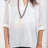 HaremPants.com Womens Yoga Shirts Nehru Collared In White
