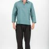 HaremPants.com Mens Yoga Shirts Collar V Neck In Aqua Men's