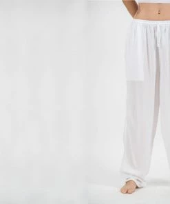 HaremPants.com Solid Color Drawstring Women's Yoga Massage Pants In White