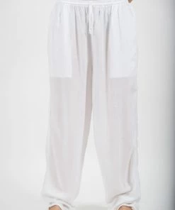 HaremPants.com Solid Color Drawstring Women's Yoga Massage Pants In White