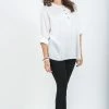HaremPants.com Womens Yoga Shirts No Collar With Coconut Buttons In White