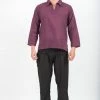 HaremPants.com Mens Yoga Shirts Collar V Neck In Purple Men's